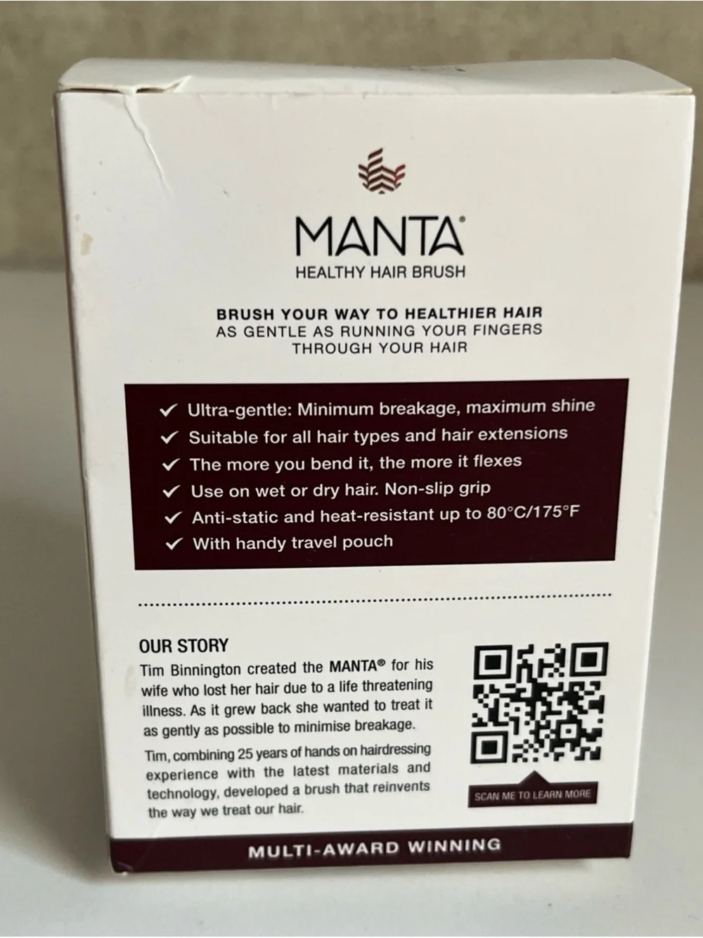 Manta Healthy Hair Brush Travel Pouch Amit Static Maroon Multi Award Winning